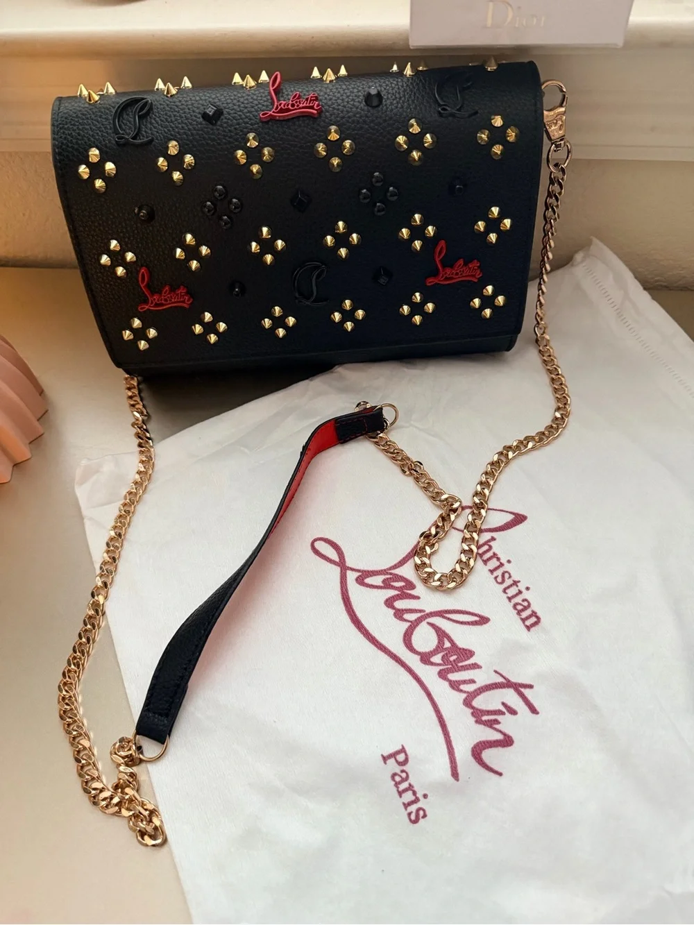 New  Black Studded Clutch Shoulder Bag